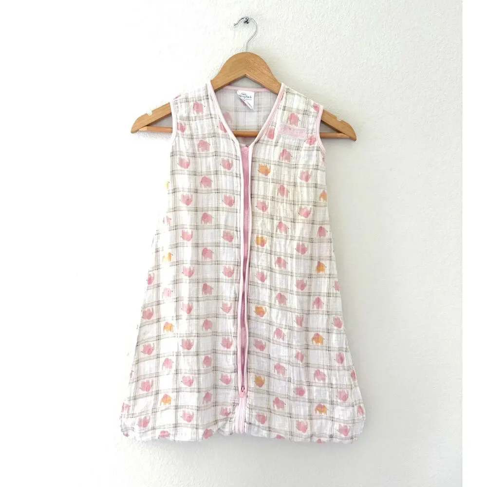 HALO SleepSack Muslin Pink & Yellow Elephants Size Medium 6–12 Months